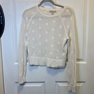 Banana Republic Cream Cropped Open-Knit Dot Sweater